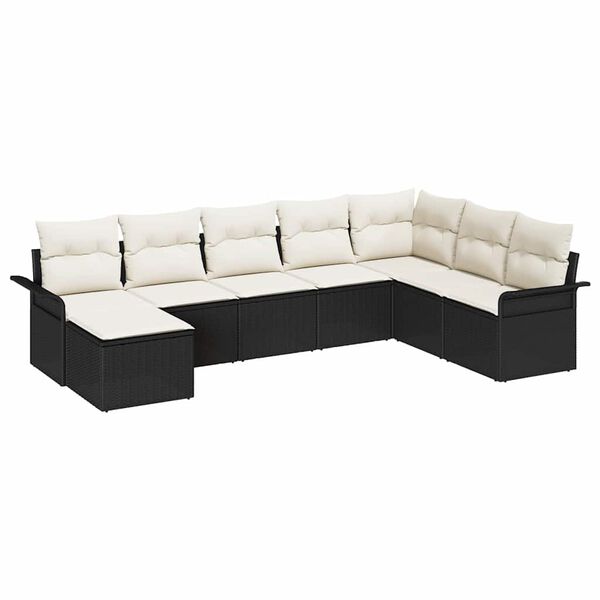 vidaXL Tuin Sofa Set met kussen met opslag 8 pcs Zwart Poly riet