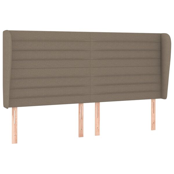 vidaXL Hoofdbord met randen 183x23x118/128 cm stof taupe