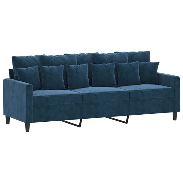 vidaXL Driezitsbank met voetenbank 180 cm fluweel blauw