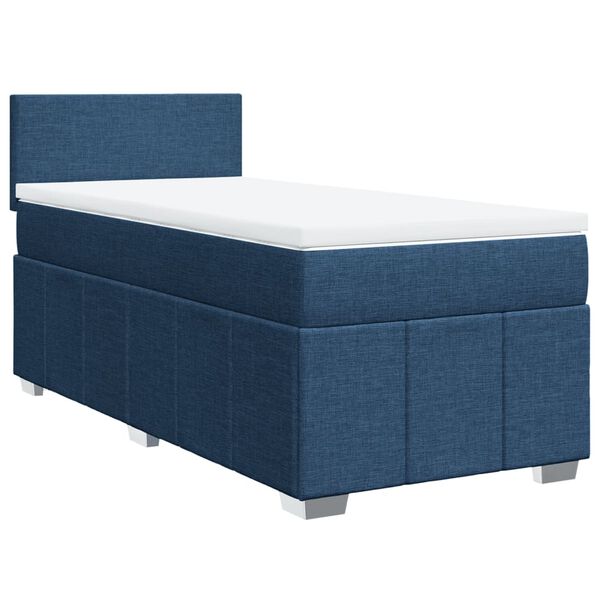 vidaXL Boxspring met matras stof blauw 100x200 cm