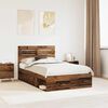 vidaXL Bedframe met hoofdeinde Oudhout 120 x 190 cm Massief grenenhout