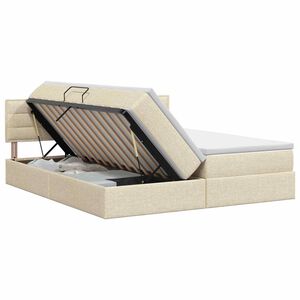 vidaXL Opslag bed met hoofdeinde 2 st Cr&egrave;mekleurig Nep Leer