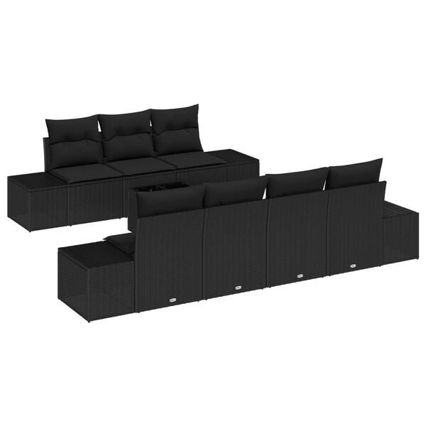 vidaXL Tuin Sofa Set met kussen 8 pcs Zwart poly rattan