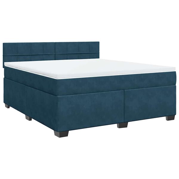 vidaXL Boxspring met matras fluweel blauw 180x200 cm