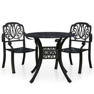 vidaXL 3-delige Bistroset gietaluminium zwart