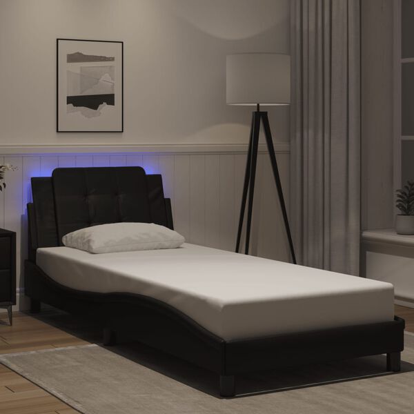 vidaXL Bedframe met LED zonder matras "Zadar" zwart 100x203 cm