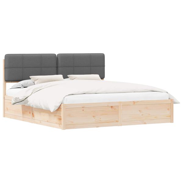 vidaXL Bedframe met Gevoerd Hoofdgedeelte Donkergrijs 200 x 200 cm