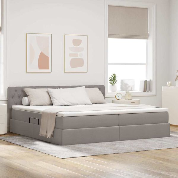 vidaXL Opbergbed met matras met matras Taupe 200 x 200 cm Bewerkt hout