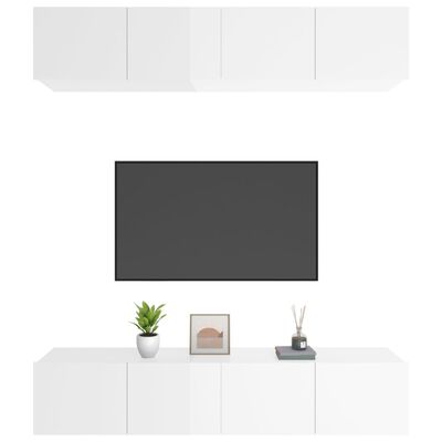 vidaXL Tv-meubelen 4 st 80x30x30 cm bewerkt hout hoogglans wit