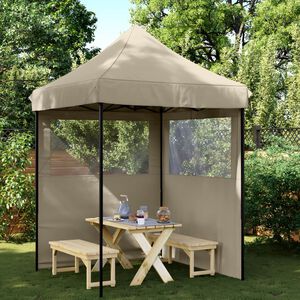 vidaXL Partytent inklapbaar pop-up met 2 zijwanden taupe