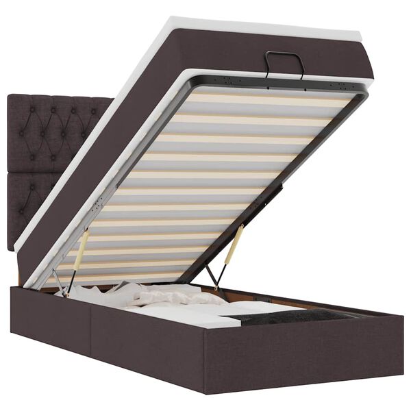 vidaXL Ottoman bed met matras 90x190cm stof donkerbruin