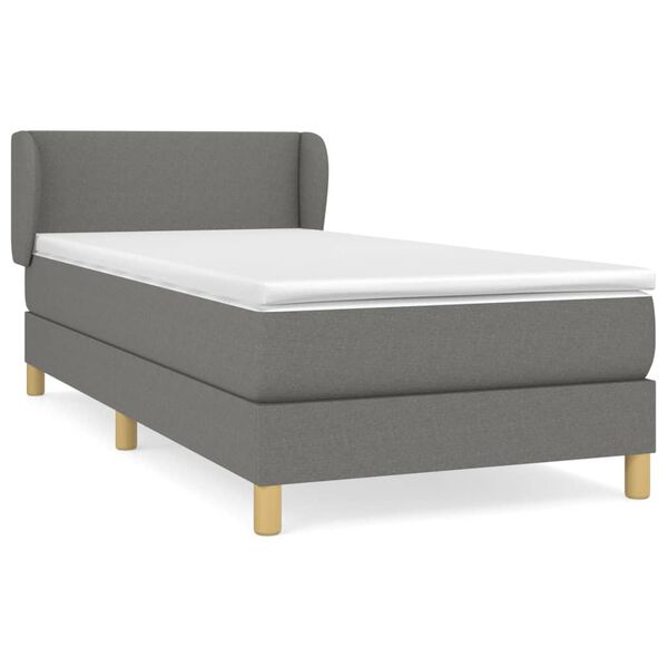 vidaXL Boxspring met matras stof donkergrijs 90x190 cm