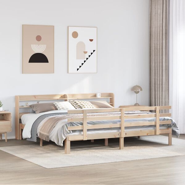 vidaXL Bedframe met hoofdbord massief grenenhout 200x200 cm