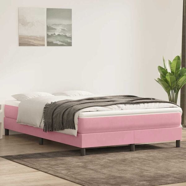 vidaXL Boxspring zonder matras fluweel roze 160x220 cm