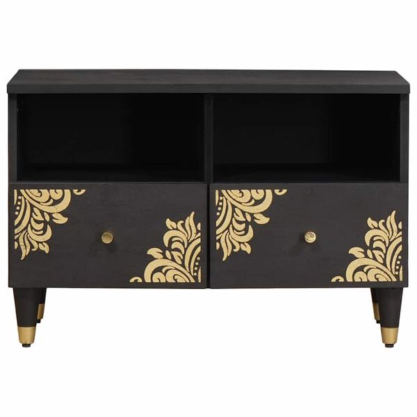 vidaXL TV-kast met lade Zwart 70 x 33 x 46 cm Massief Mango Hout