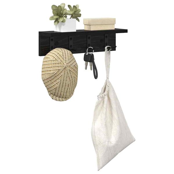 vidaXL Wandgemonteerde kapstok Zwart Eiken 40 x 10,5 x 10,5 cm