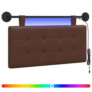 vidaXL Hangend hoofdbord Met LED-verlichting Bruin Kunstleer