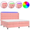 vidaXL Boxspring met matras en LED fluweel roze 160x200 cm