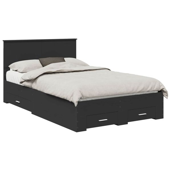 vidaXL Bedframe met hoofdeinde Zwart 120 x 190 cm Bewerkt hout