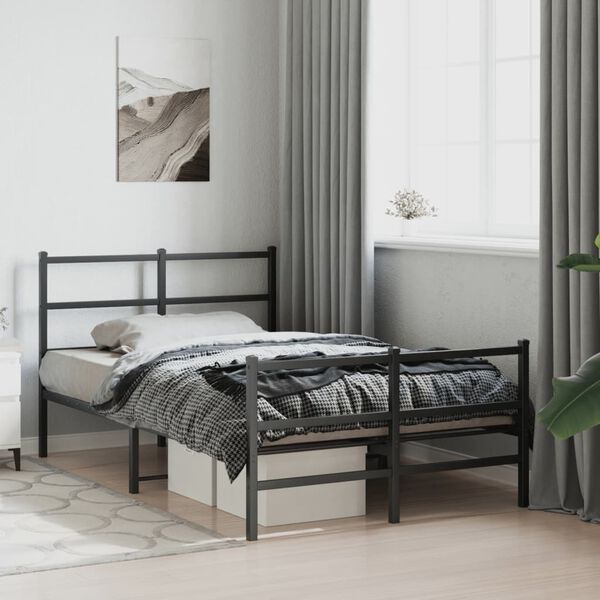 vidaXL Bedframe met hoofd- en voeteneinde&nbsp;metaal zwart 120x190 cm