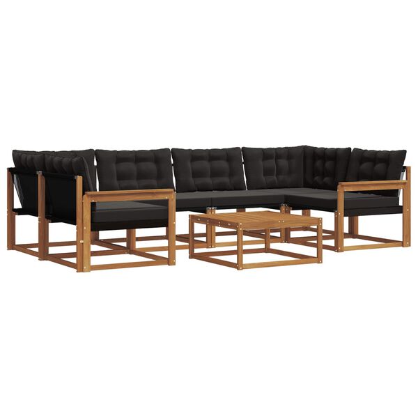 vidaXL Buiten bankenset met kussen 7 pcs Natuurlijk en Zwart