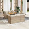 vidaXL 6-delige Loungeset met kussens poly rattan beige