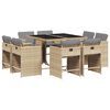 vidaXL 9-delige Tuinset met kussens poly rattan gemengd beige