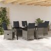 vidaXL Tuin eettafelset met kussen 7 pcs Grijs poly rattan