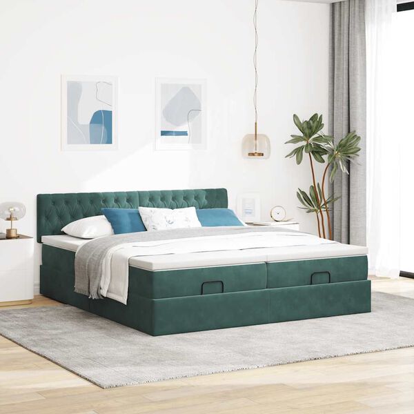 vidaXL Ottoman bed met matrassen en LED's 180x200cm fluweel