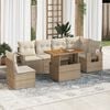 vidaXL 7-delige Loungeset met kussens poly rattan beige