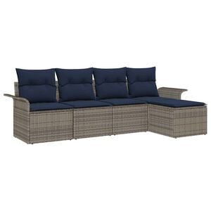 vidaXL Tuin Sofa Set met kussen 5 pcs Grijs poly rattan