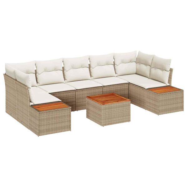 vidaXL Tuin Sofa Set met kussen met opslag 8 pcs Beige Poly riet