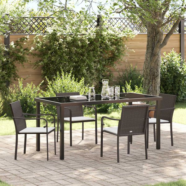 vidaXL Tuin eettafelset 5 pcs Bruin en zwart PE Rattan