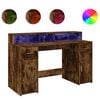vidaXL Bureau met LED-verlichting 140x55x91 cm hout gerookt eikenkleur