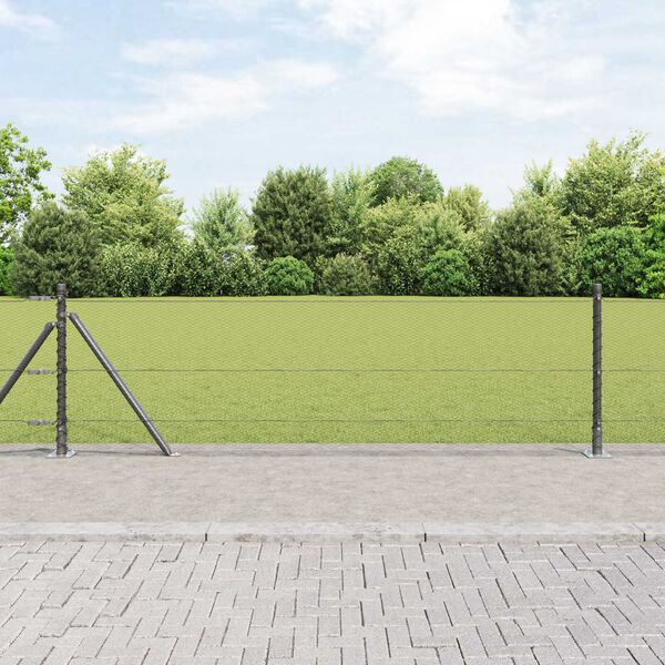 vidaXL Afrasteringspaal Grijs 25 x 0,4 m (13 mm gaas) Staal en PVC
