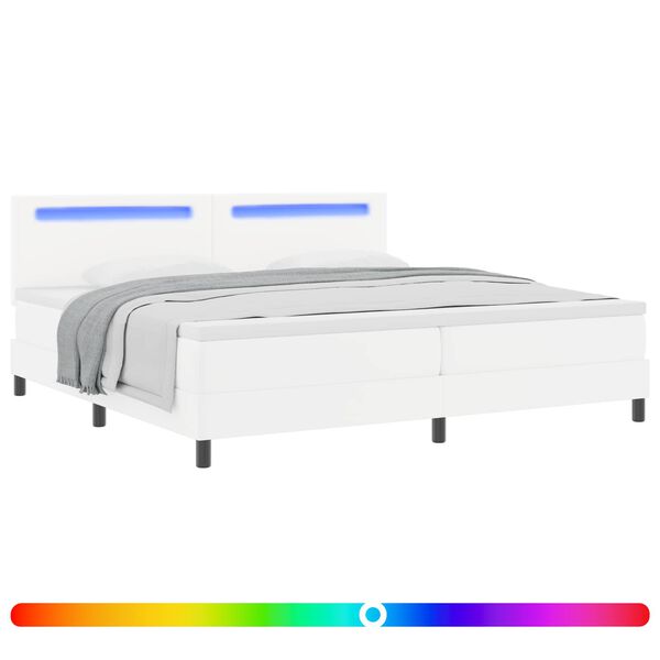 vidaXL Boxspringbed met matras met LED Wit 200 x 200 cm Kunstleer