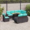 vidaXL 9-delige Loungeset met kussens poly rattan zwart
