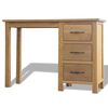 vidaXL Bureau met 3 lades 106x40x75 cm massief eikenhout