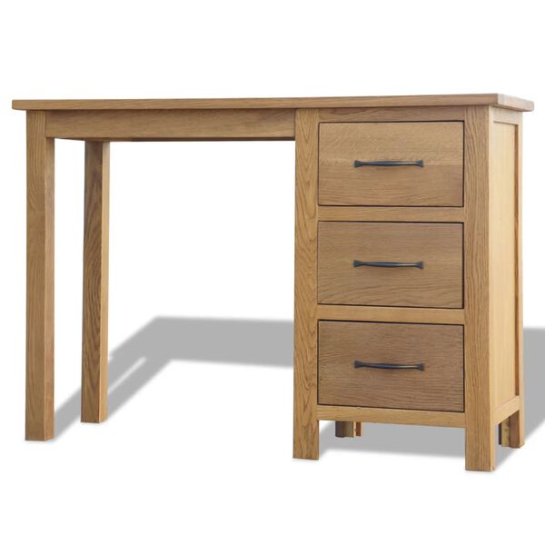 vidaXL Bureau met 3 lades 106x40x75 cm massief eikenhout