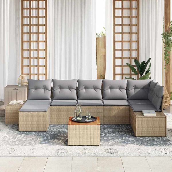vidaXL Tuin Sofa Set 8 pcs beige en lichtgrijs