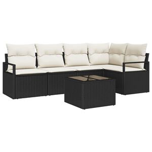 vidaXL Tuin Sofa Set 6 pcs Zwart Poly riet