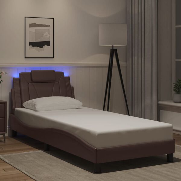 vidaXL Bedframe "Viana" met LED zonder matras bruin 80x200 cm