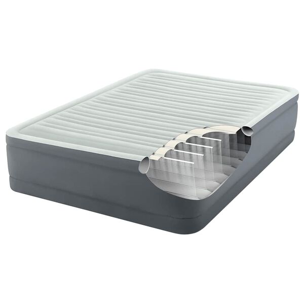 Intex Luchtbed PremAire Queen Size 152x203x46 cm wit en grijs