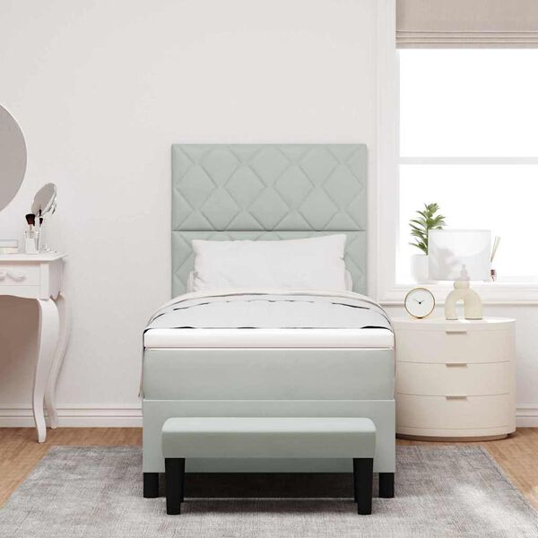 vidaXL Boxspring bed met matras Lichtgrijs 90 x 190 cm Fluweel