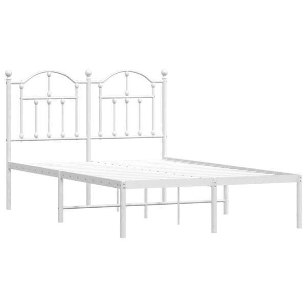 vidaXL Bedframe met hoofdbord metaal wit 120x200 cm