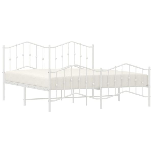 vidaXL Bedframe met hoofd- en voeteneinde&nbsp;metaal wit 160x200 cm