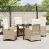 vidaXL Tuin eettafelset met kussen 5 pcs Beige poly rattan