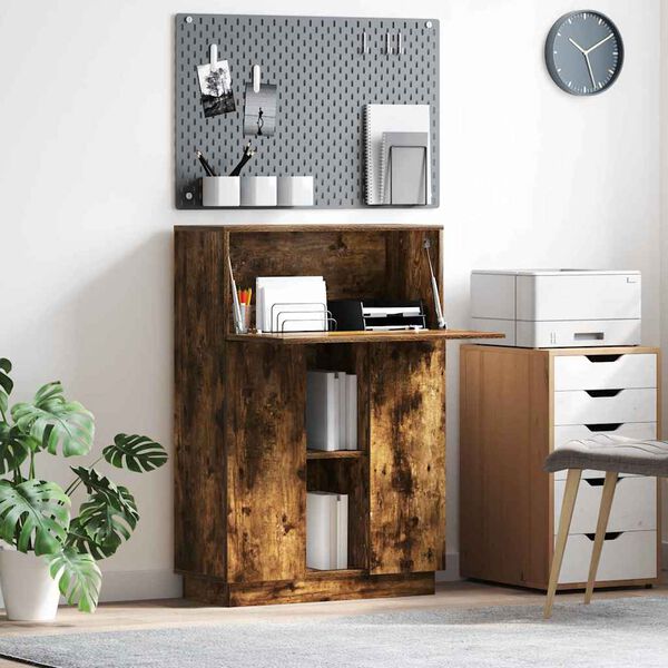 vidaXL Bureau Gerookt eiken 71,5 x 31,5 x 106,5 cm Bewerkt hout