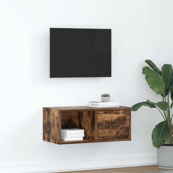 vidaXL TV-meubel 60x31x25,5 cm bewerkt hout gerookt eikenkleurig