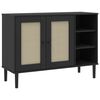 vidaXL Dressoir SENJA 112x40x80 cm rattan massief grenenhout zwart